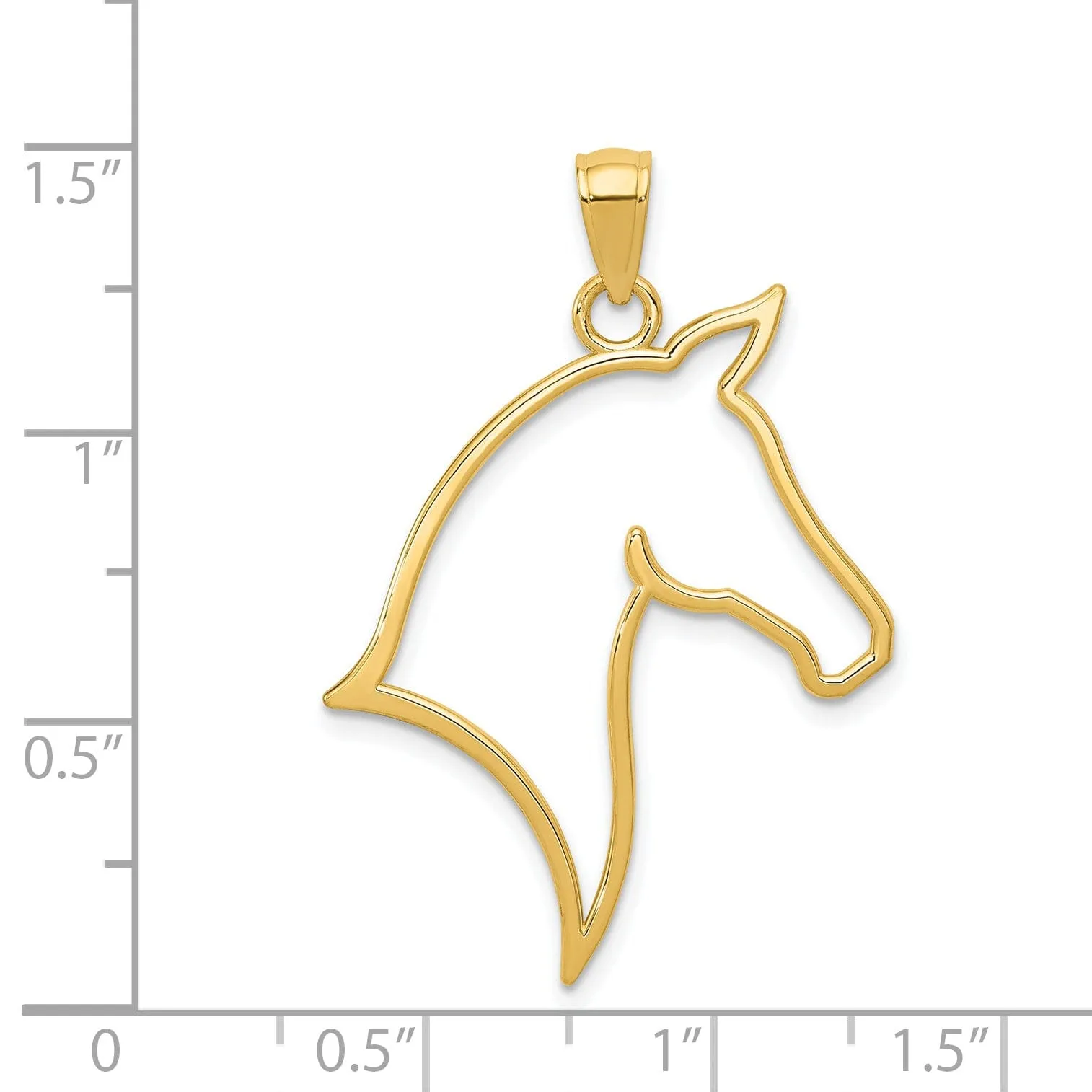 14k Yellow Gold Solid Polished Finish Reversible Cut Out Horse Head Design Mens Charm Pendant