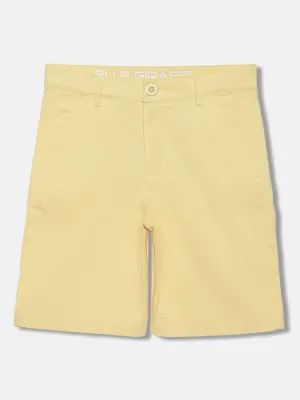 Blue Giraffe Boys Yellow Solid Regular Fit Shorts