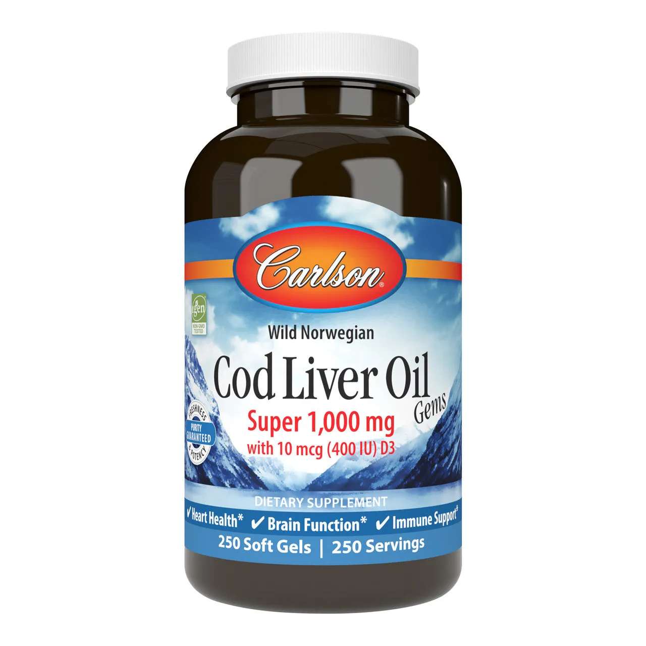 Carlson Super Cod Liver Oil 1,000mg 250 Softgels