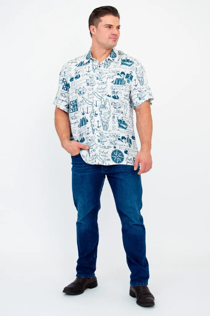 Dino Shirt, Nautical, Woven Bamboo