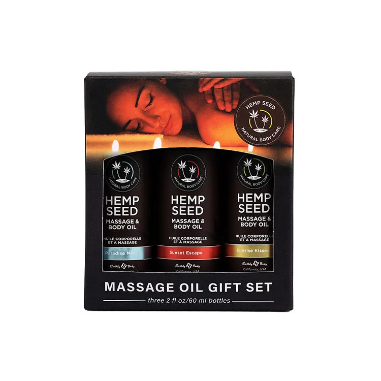 Earthly Body Hemp Seed Massage Oil Gift Set Summer Collection