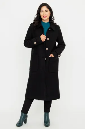 Edna Coat, Black, Boiled Wool