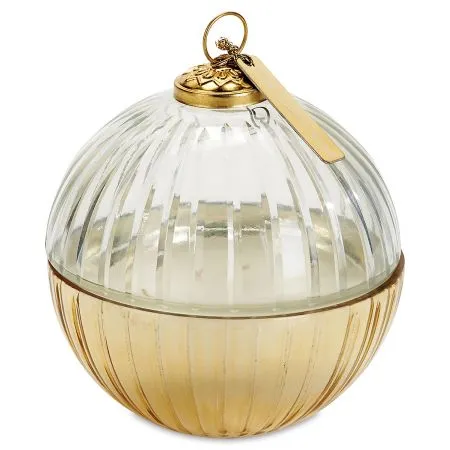 Etched Glass Ornament-Clear/Gold