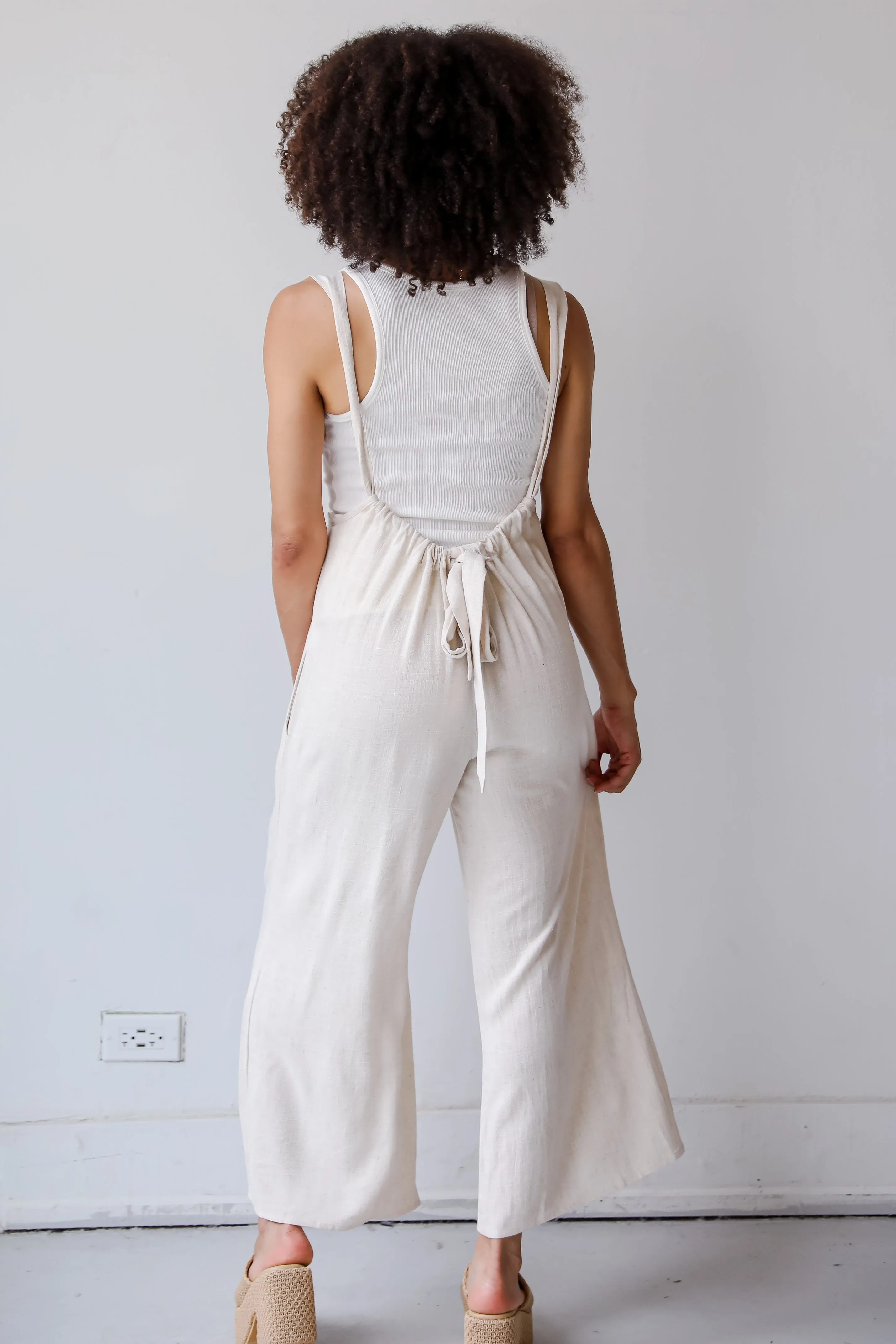 FINAL SALE - Carefree Perfection Linen Suspender Jumpsuit