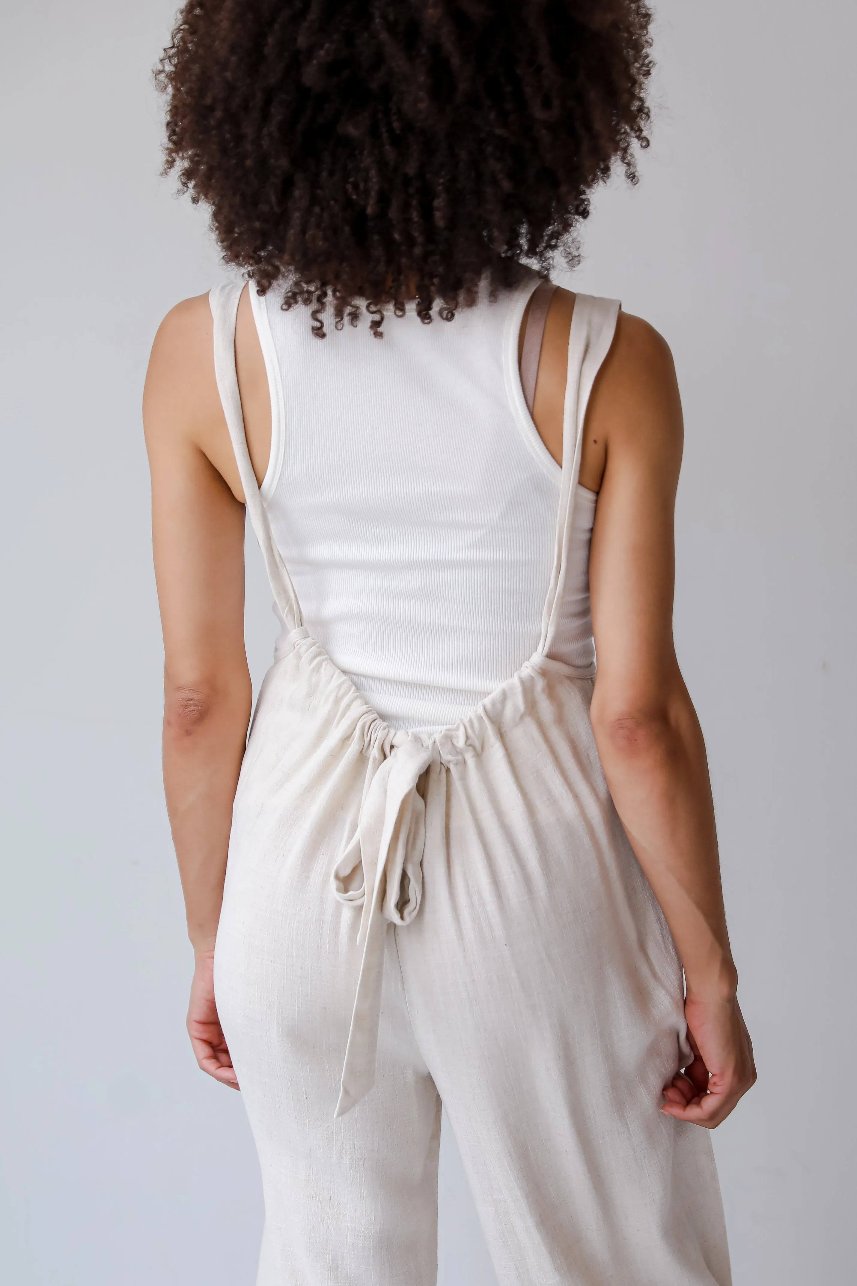 FINAL SALE - Carefree Perfection Linen Suspender Jumpsuit