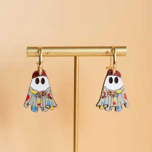 Hand-Painted Art Ghost Hoop Earrings - PET15291H