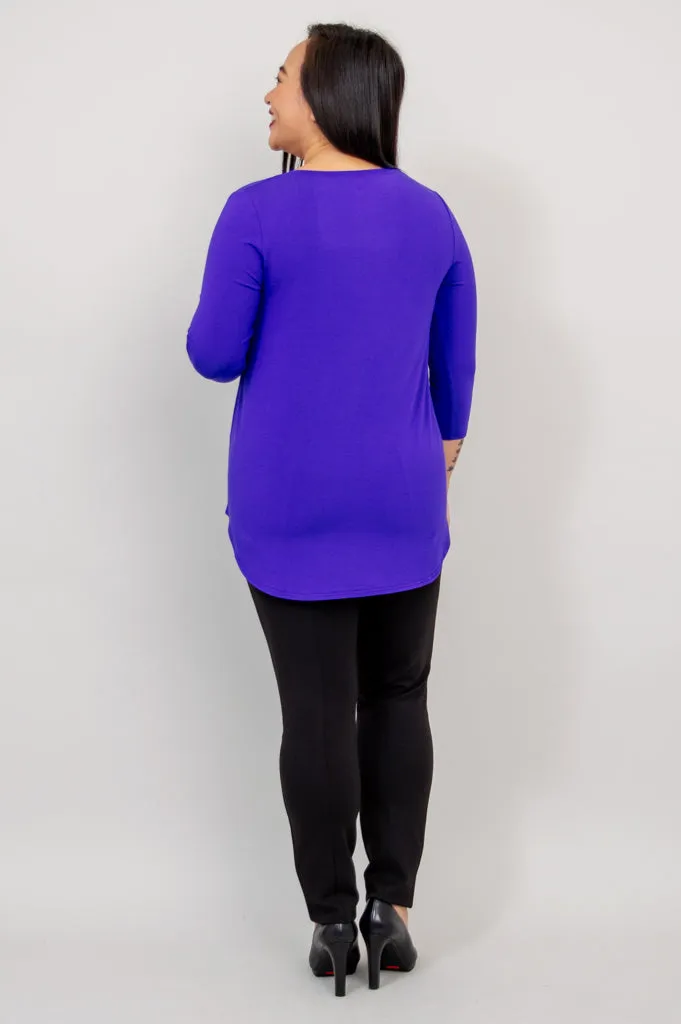 Jazz 3/4 Slv Top, Violet, Bamboo