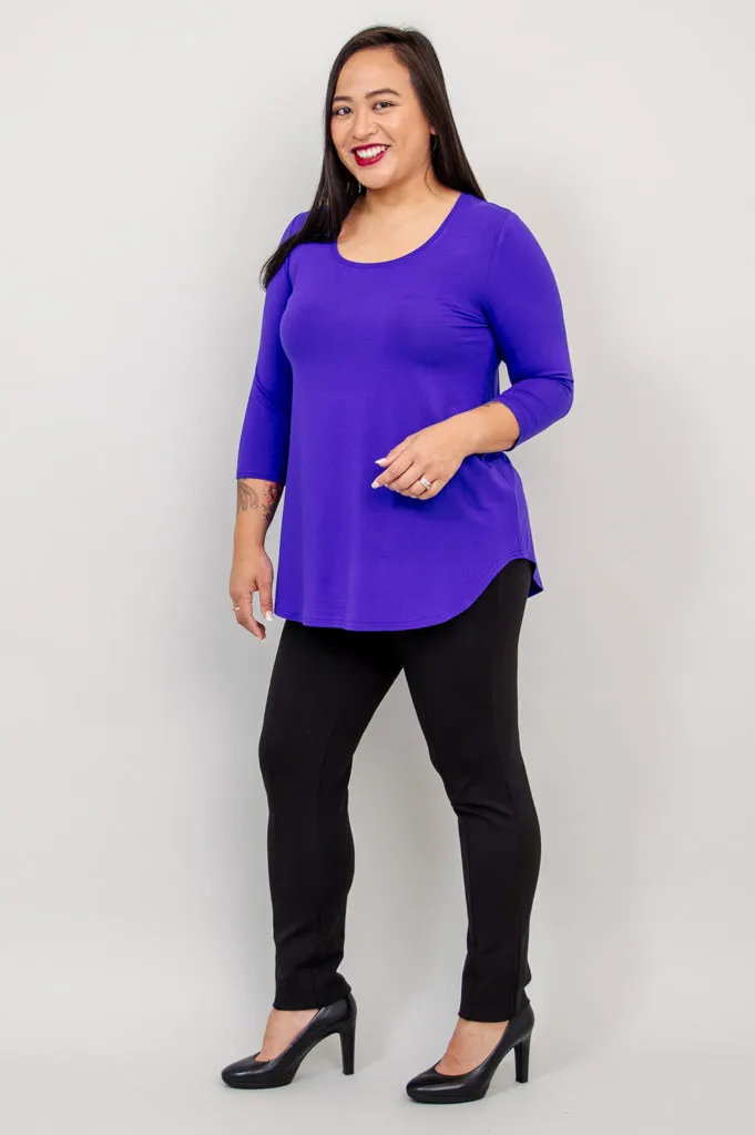 Jazz 3/4 Slv Top, Violet, Bamboo