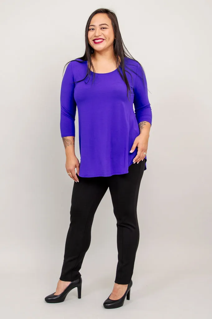 Jazz 3/4 Slv Top, Violet, Bamboo