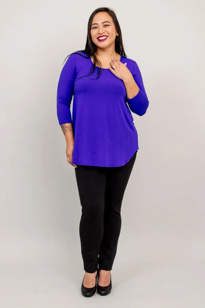 Jazz 3/4 Slv Top, Violet, Bamboo