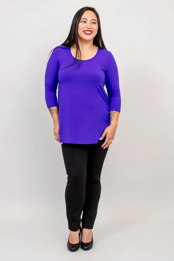 Jazz 3/4 Slv Top, Violet, Bamboo