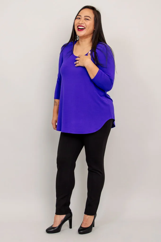 Jazz 3/4 Slv Top, Violet, Bamboo