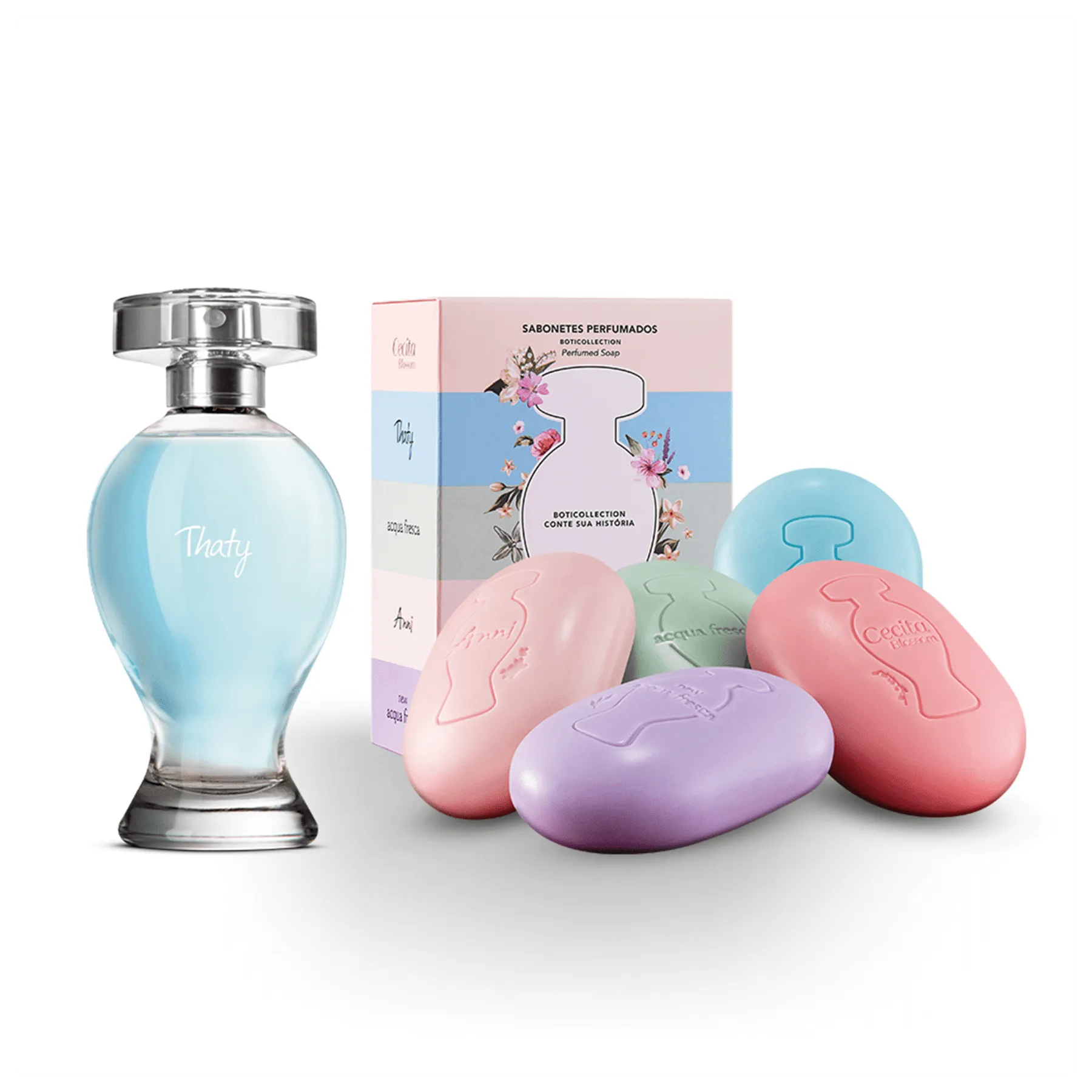 Kit Thaty: Thaty Deodorant Cologne 100ml   Perfumados Boticollection 5x80g - o Boticario