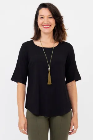 Liza Top, Black, Bamboo Linen