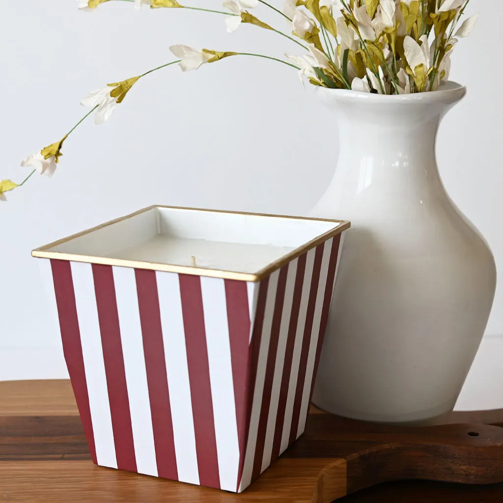 Maroon & White Patterned Candle