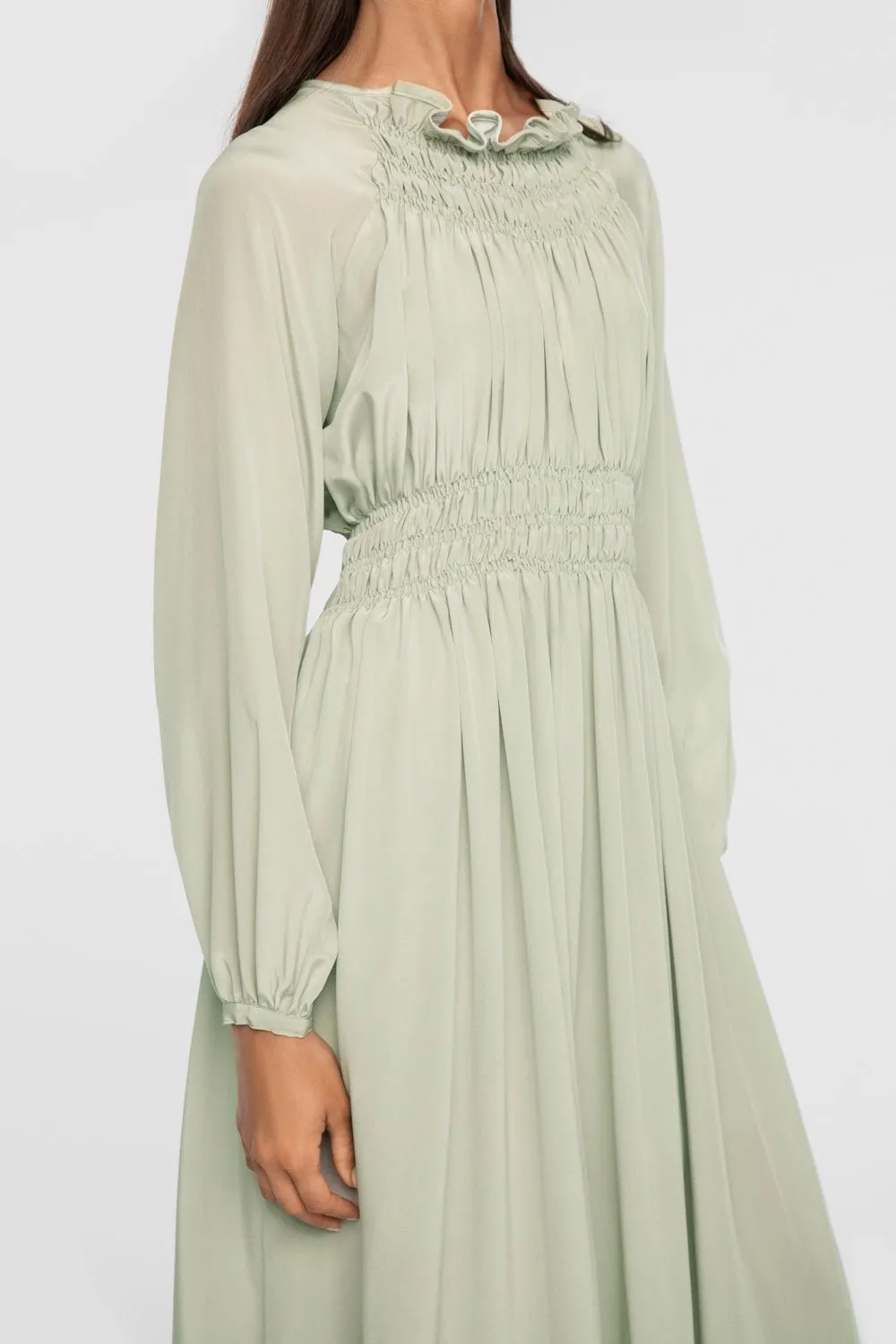 Signature Silk Shirred Midi Dress